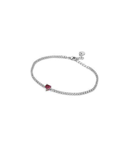 Bracciale Tennis Clara Argento Bianco E Fucsia