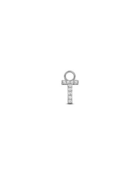 Charm "Lettera T" Argento Con Zirconi