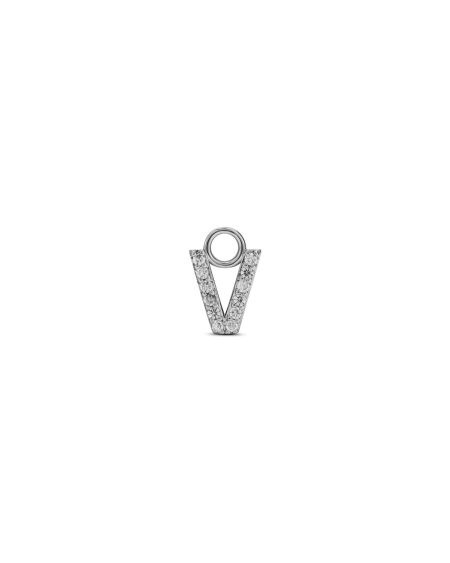 Charm "Lettera V" Argento Con Zirconi